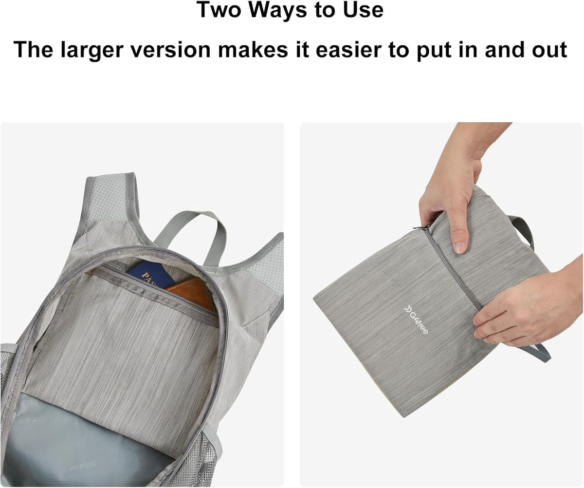 15L Hiking Daypack Lightweight Travel Backpack Packable Outdoor Casual Foldable Shoulder Bag (Beige)