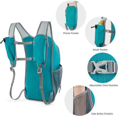 15L Hiking Daypack Lightweight Travel Backpack Packable Outdoor Casual Foldable Shoulder Bag (Beige)