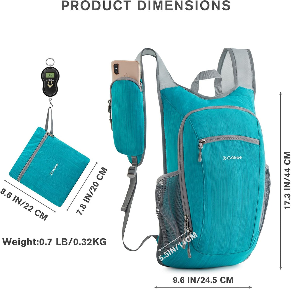 15L Hiking Daypack Lightweight Travel Backpack Packable Outdoor Casual Foldable Shoulder Bag (Beige)
