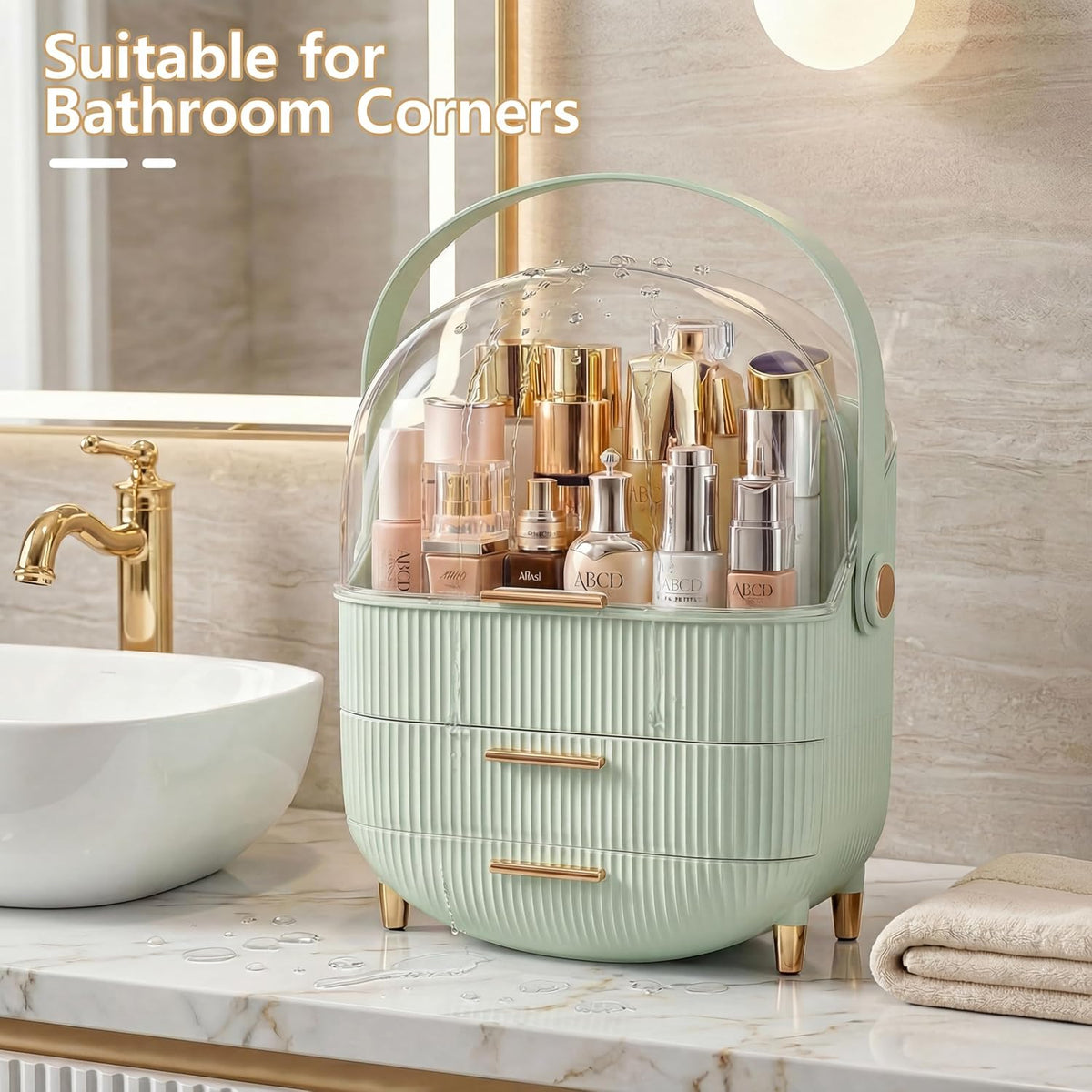 Makeup Organizer Skincare Organizers - Cosmetic Display Cases with Transparent Cover, SkinCare Organizers for Bathroom Countertop, Bedroom Vanity Desk, Lipstick Organizer, White