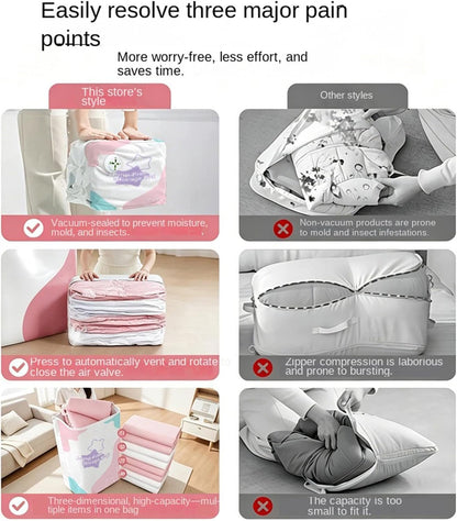 Compression Packing Cubes | No Pump Space Saver Packaging Pouch | Compression Laundry Bags | for Travel Luggage Suitcase Home Closet Comforter Down Jacket