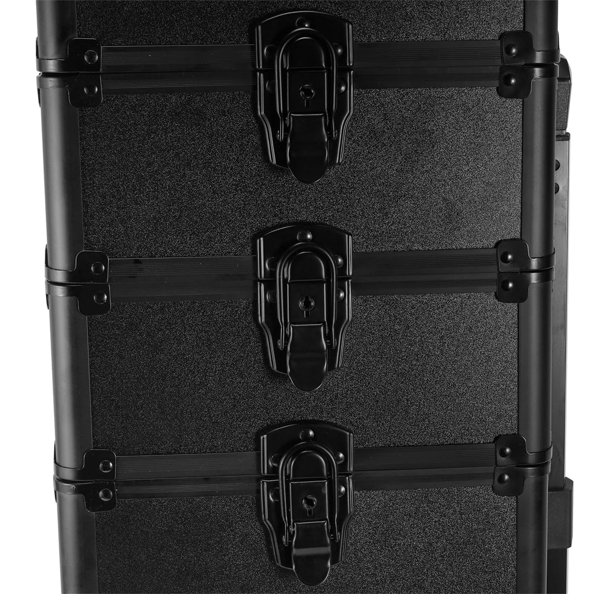 mefeir 4 in 1 Rolling Makeup Train Case, Aluminum Makeup Travel Organizer Cosmetic Case, Cosmetology Display Suitcase on Wheels, Beauty Storage Luggage Lockable w/4 Removable Wheels (Pink)