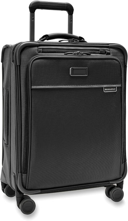Briggs & Riley Cabin Spinner - Carry On Luggage for Travel, Suitcases with Wheels, Softside Rolling Bag for Men & Women, Fits Under Plane Seat, Interlocking Handle - Baseline Collection, Black