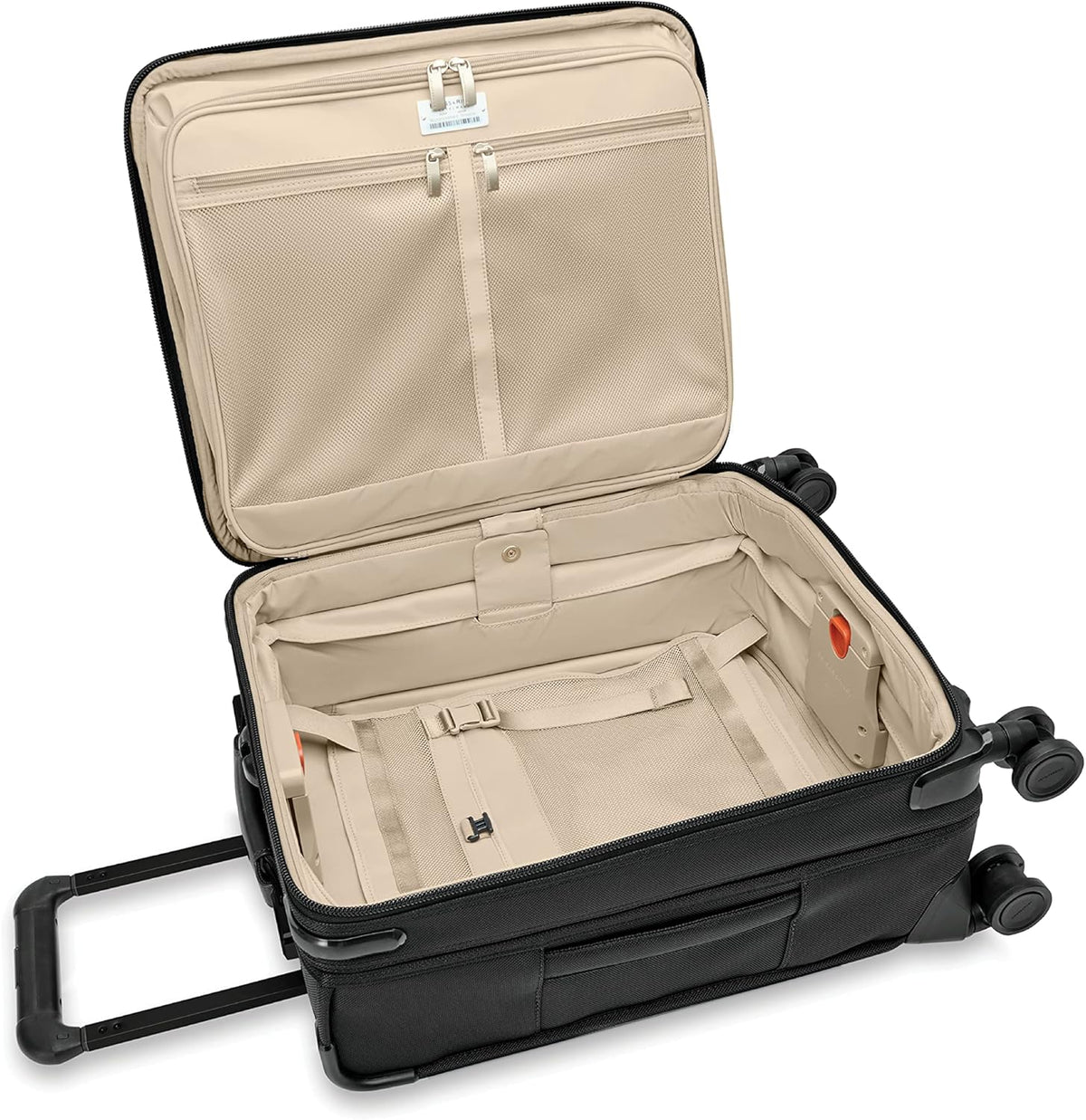 Briggs & Riley Cabin Spinner - Carry On Luggage for Travel, Suitcases with Wheels, Softside Rolling Bag for Men & Women, Fits Under Plane Seat, Interlocking Handle - Baseline Collection, Black