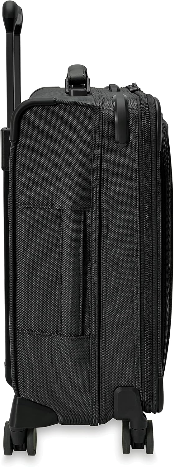 Briggs & Riley Cabin Spinner - Carry On Luggage for Travel, Suitcases with Wheels, Softside Rolling Bag for Men & Women, Fits Under Plane Seat, Interlocking Handle - Baseline Collection, Black