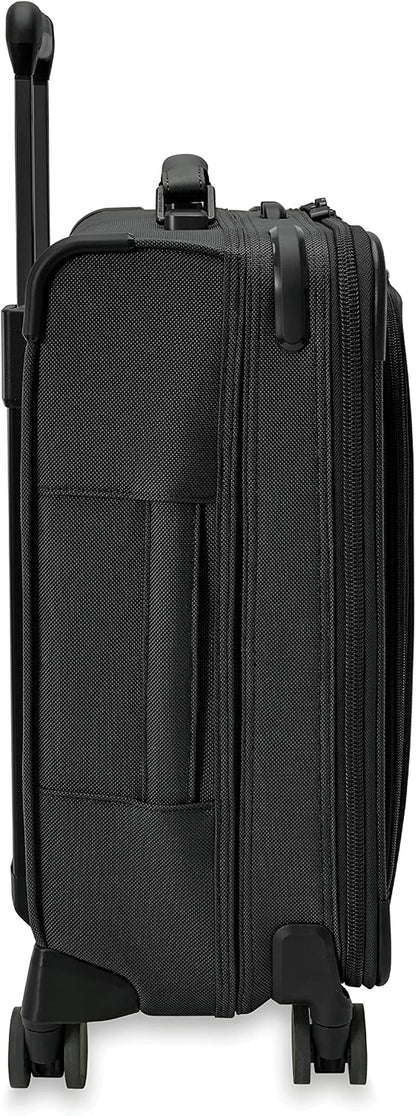 Briggs & Riley Cabin Spinner - Carry On Luggage for Travel, Suitcases with Wheels, Softside Rolling Bag for Men & Women, Fits Under Plane Seat, Interlocking Handle - Baseline Collection, Black