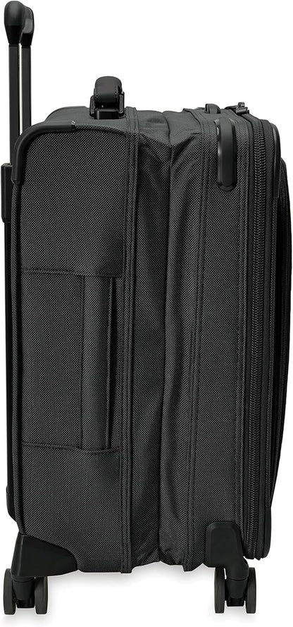 Briggs & Riley Cabin Spinner - Carry On Luggage for Travel, Suitcases with Wheels, Softside Rolling Bag for Men & Women, Fits Under Plane Seat, Interlocking Handle - Baseline Collection, Black