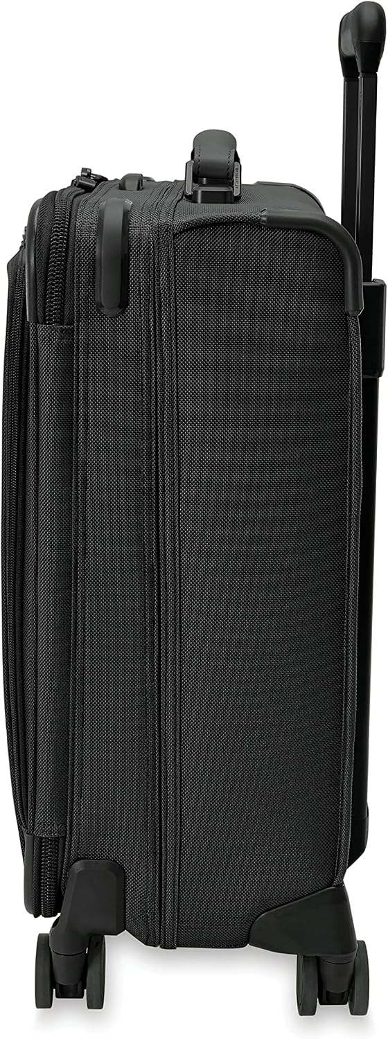 Briggs & Riley Cabin Spinner - Carry On Luggage for Travel, Suitcases with Wheels, Softside Rolling Bag for Men & Women, Fits Under Plane Seat, Interlocking Handle - Baseline Collection, Black