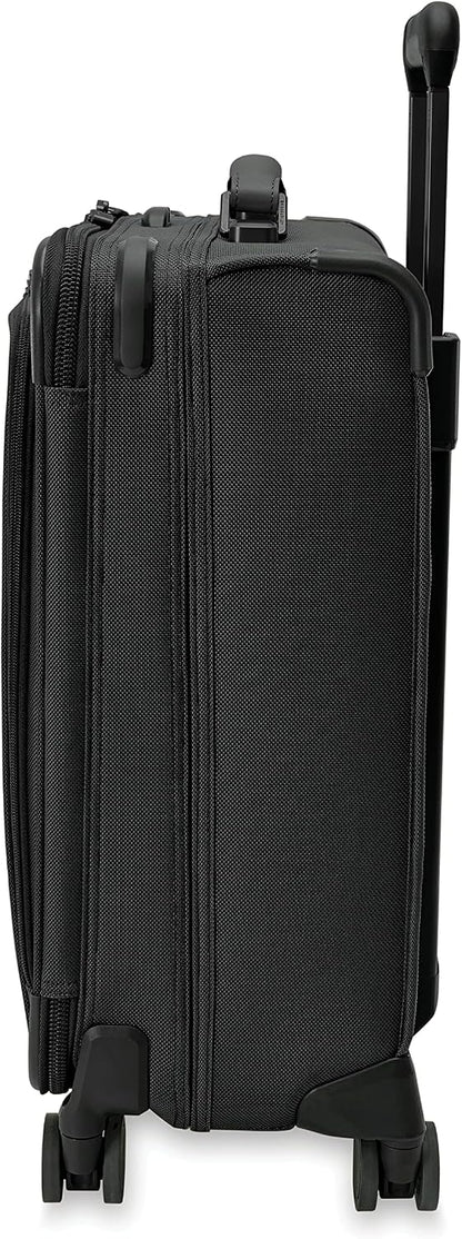 Briggs & Riley Cabin Spinner - Carry On Luggage for Travel, Suitcases with Wheels, Softside Rolling Bag for Men & Women, Fits Under Plane Seat, Interlocking Handle - Baseline Collection, Black