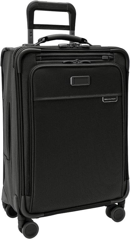 Briggs & Riley Cabin Spinner - Carry On Luggage for Travel, Suitcases with Wheels, Softside Rolling Bag for Men & Women, Fits Under Plane Seat, Interlocking Handle - Baseline Collection, Black