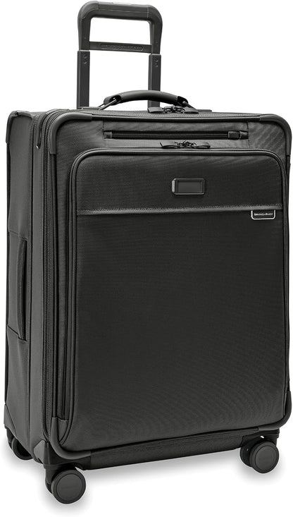 Briggs & Riley Cabin Spinner - Carry On Luggage for Travel, Suitcases with Wheels, Softside Rolling Bag for Men & Women, Fits Under Plane Seat, Interlocking Handle - Baseline Collection, Black