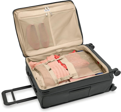 Briggs & Riley Cabin Spinner - Carry On Luggage for Travel, Suitcases with Wheels, Softside Rolling Bag for Men & Women, Fits Under Plane Seat, Interlocking Handle - Baseline Collection, Black
