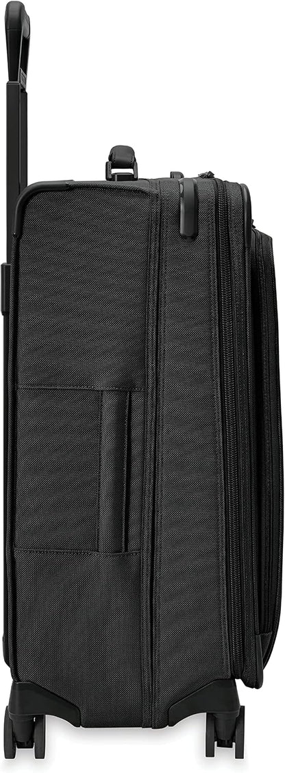 Briggs & Riley Cabin Spinner - Carry On Luggage for Travel, Suitcases with Wheels, Softside Rolling Bag for Men & Women, Fits Under Plane Seat, Interlocking Handle - Baseline Collection, Black