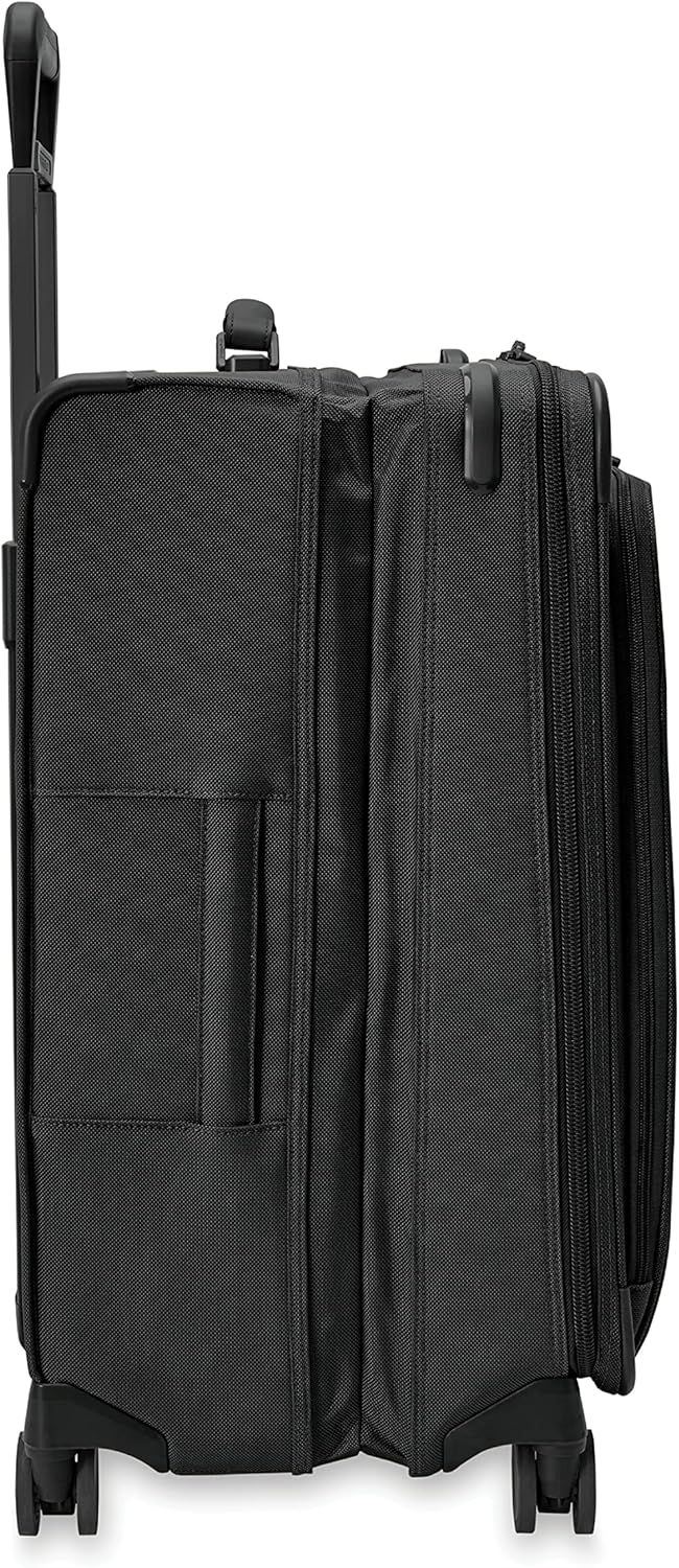 Briggs & Riley Cabin Spinner - Carry On Luggage for Travel, Suitcases with Wheels, Softside Rolling Bag for Men & Women, Fits Under Plane Seat, Interlocking Handle - Baseline Collection, Black