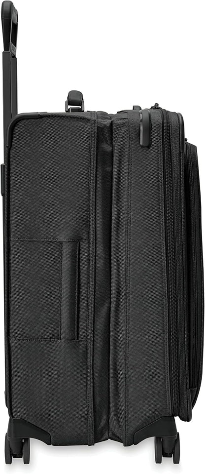 Briggs & Riley Cabin Spinner - Carry On Luggage for Travel, Suitcases with Wheels, Softside Rolling Bag for Men & Women, Fits Under Plane Seat, Interlocking Handle - Baseline Collection, Black