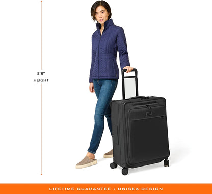 Briggs & Riley Cabin Spinner - Carry On Luggage for Travel, Suitcases with Wheels, Softside Rolling Bag for Men & Women, Fits Under Plane Seat, Interlocking Handle - Baseline Collection, Black