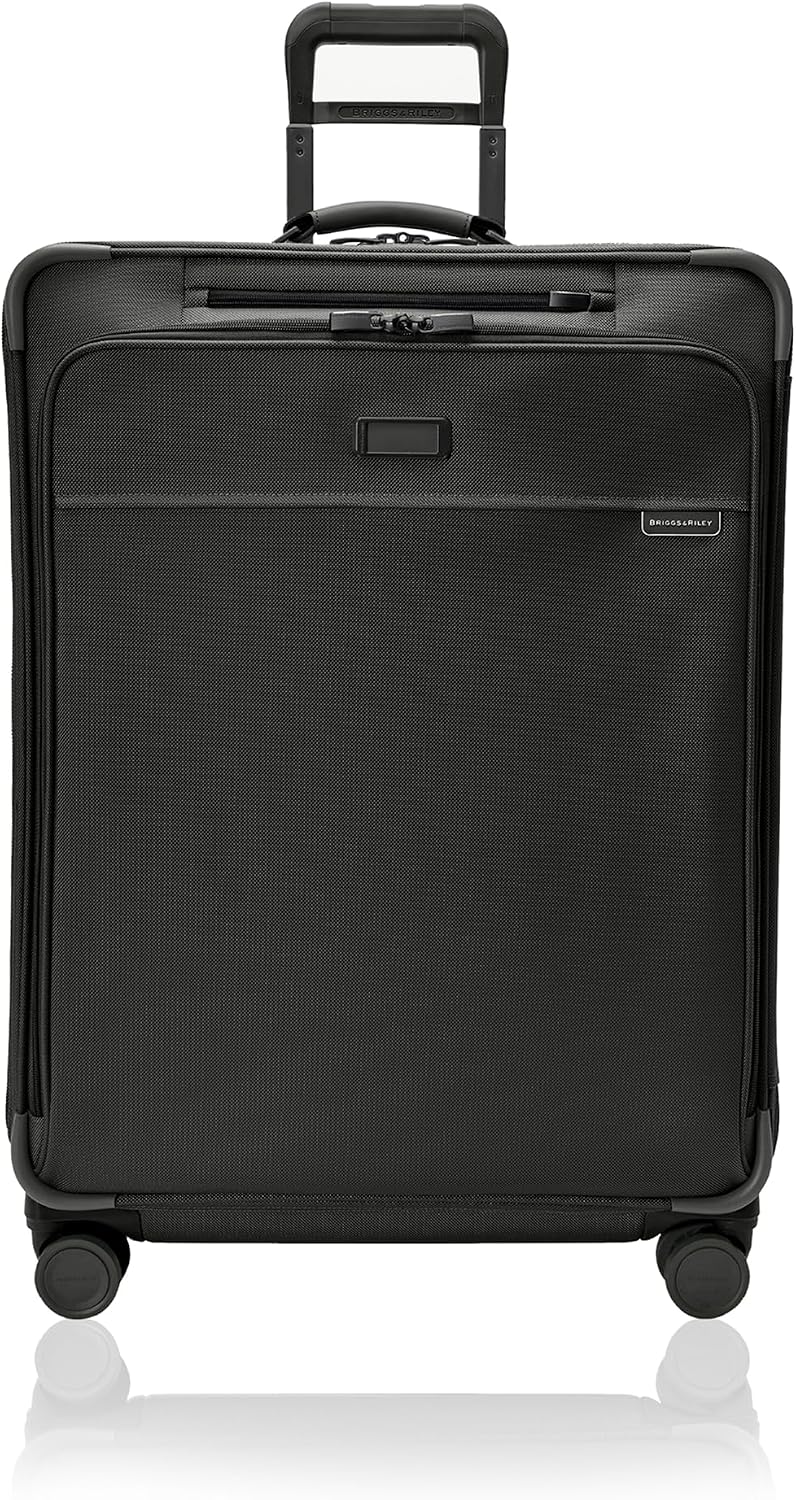 Briggs & Riley Cabin Spinner - Carry On Luggage for Travel, Suitcases with Wheels, Softside Rolling Bag for Men & Women, Fits Under Plane Seat, Interlocking Handle - Baseline Collection, Black