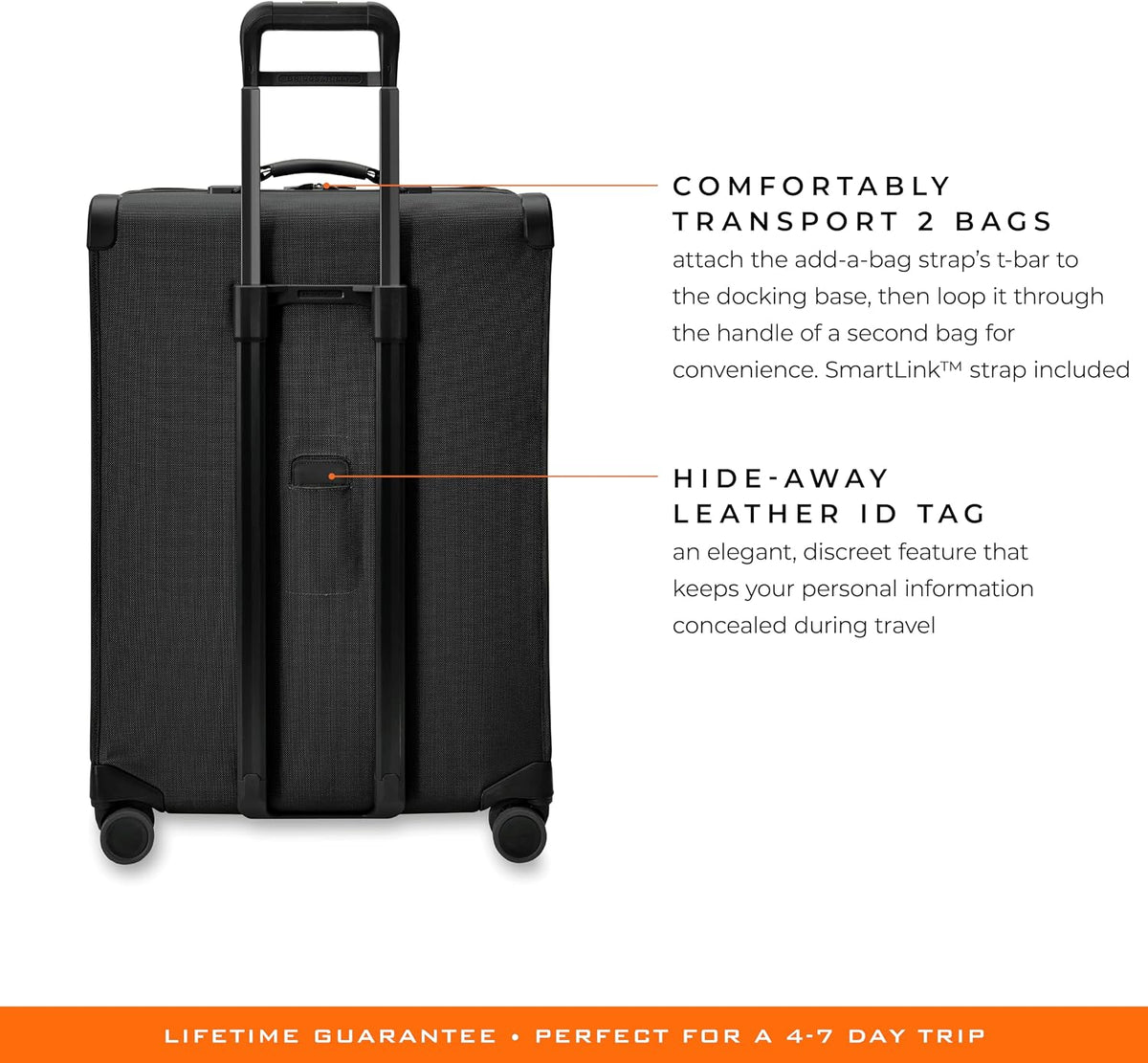 Briggs & Riley Cabin Spinner - Carry On Luggage for Travel, Suitcases with Wheels, Softside Rolling Bag for Men & Women, Fits Under Plane Seat, Interlocking Handle - Baseline Collection, Black