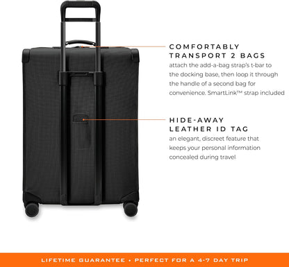 Briggs & Riley Cabin Spinner - Carry On Luggage for Travel, Suitcases with Wheels, Softside Rolling Bag for Men & Women, Fits Under Plane Seat, Interlocking Handle - Baseline Collection, Black