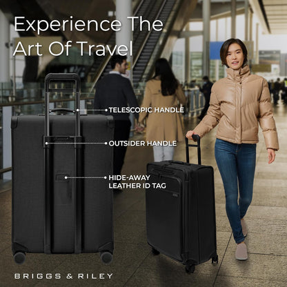 Briggs & Riley Cabin Spinner - Carry On Luggage for Travel, Suitcases with Wheels, Softside Rolling Bag for Men & Women, Fits Under Plane Seat, Interlocking Handle - Baseline Collection, Black