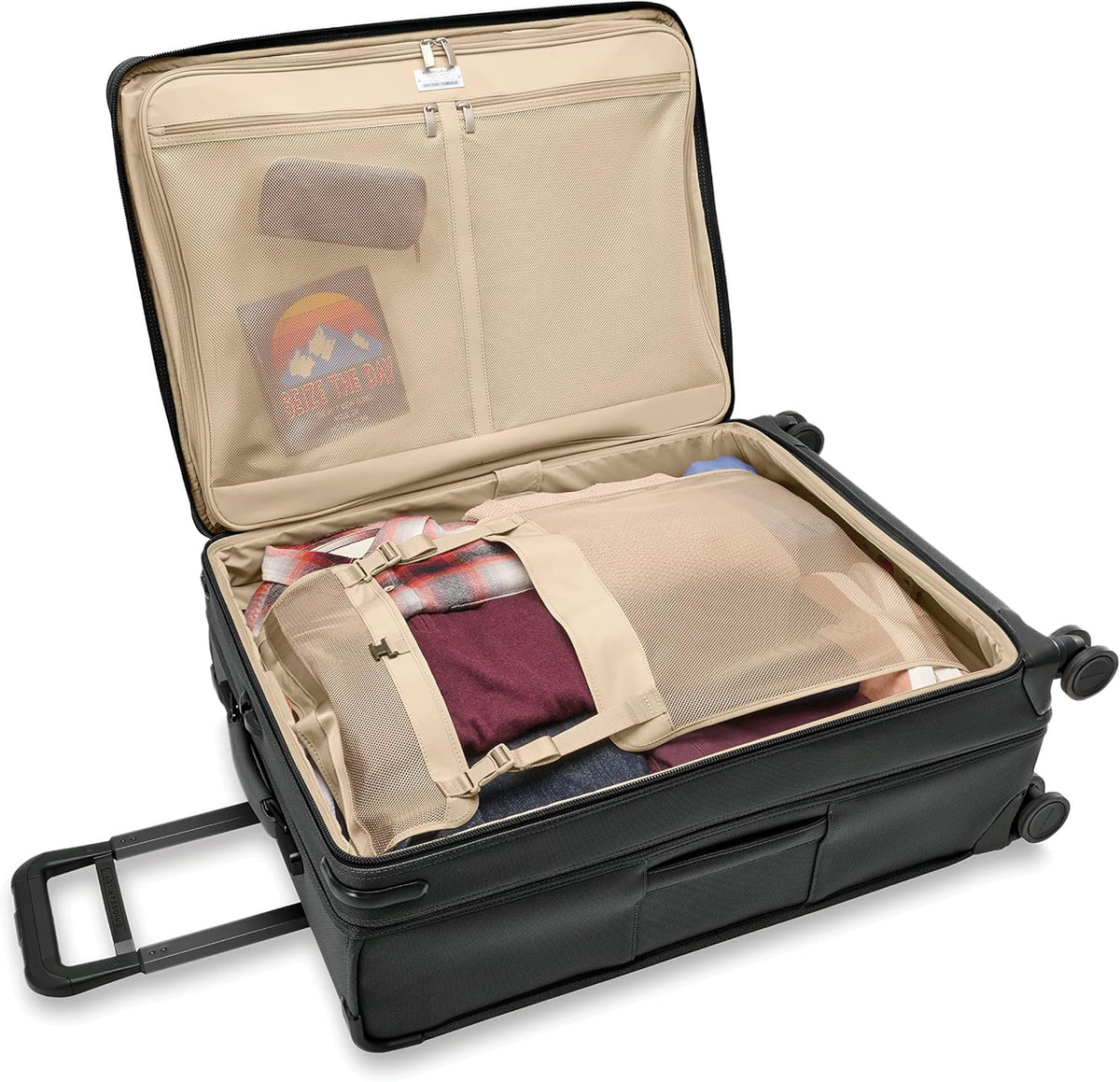 Briggs & Riley Cabin Spinner - Carry On Luggage for Travel, Suitcases with Wheels, Softside Rolling Bag for Men & Women, Fits Under Plane Seat, Interlocking Handle - Baseline Collection, Black