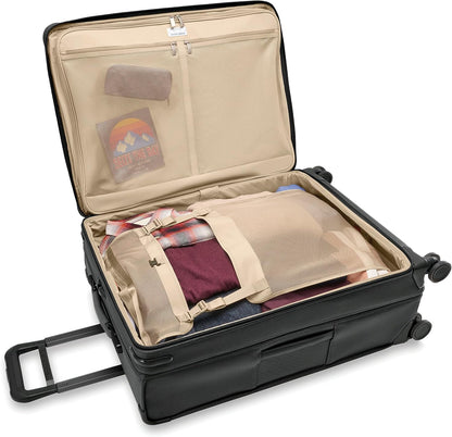 Briggs & Riley Cabin Spinner - Carry On Luggage for Travel, Suitcases with Wheels, Softside Rolling Bag for Men & Women, Fits Under Plane Seat, Interlocking Handle - Baseline Collection, Black