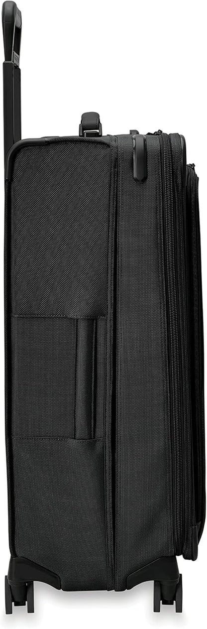 Briggs & Riley Cabin Spinner - Carry On Luggage for Travel, Suitcases with Wheels, Softside Rolling Bag for Men & Women, Fits Under Plane Seat, Interlocking Handle - Baseline Collection, Black