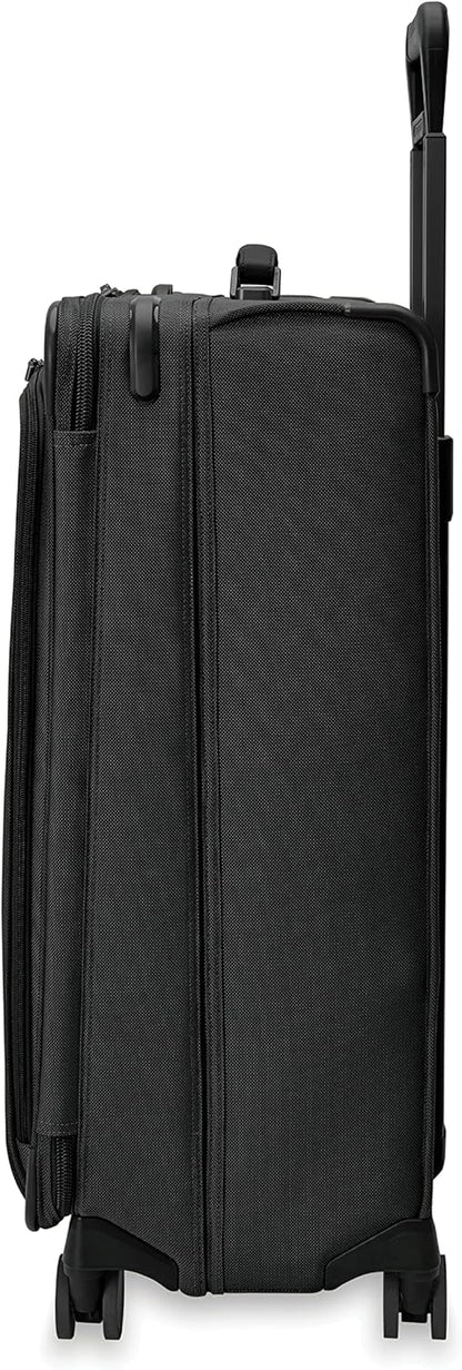 Briggs & Riley Cabin Spinner - Carry On Luggage for Travel, Suitcases with Wheels, Softside Rolling Bag for Men & Women, Fits Under Plane Seat, Interlocking Handle - Baseline Collection, Black