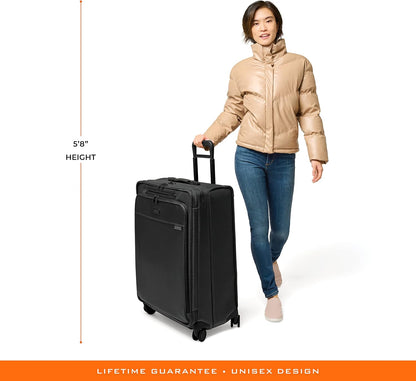 Briggs & Riley Cabin Spinner - Carry On Luggage for Travel, Suitcases with Wheels, Softside Rolling Bag for Men & Women, Fits Under Plane Seat, Interlocking Handle - Baseline Collection, Black