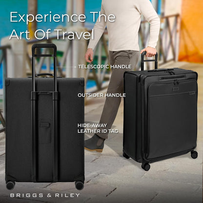 Briggs & Riley Cabin Spinner - Carry On Luggage for Travel, Suitcases with Wheels, Softside Rolling Bag for Men & Women, Fits Under Plane Seat, Interlocking Handle - Baseline Collection, Black