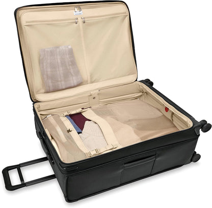 Briggs & Riley Cabin Spinner - Carry On Luggage for Travel, Suitcases with Wheels, Softside Rolling Bag for Men & Women, Fits Under Plane Seat, Interlocking Handle - Baseline Collection, Black