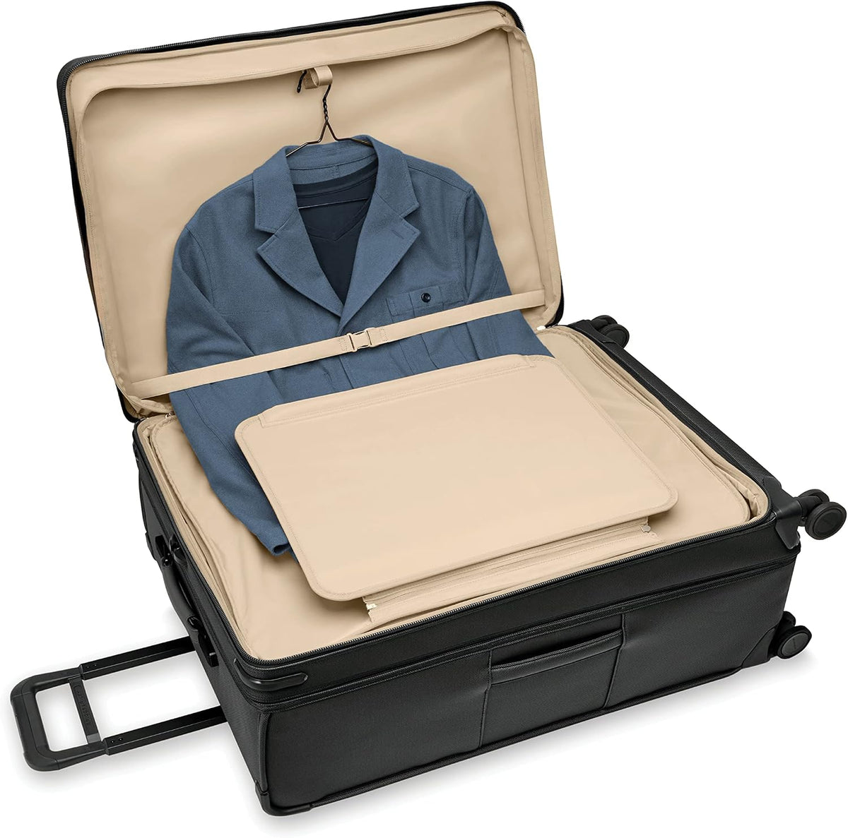 Briggs & Riley Cabin Spinner - Carry On Luggage for Travel, Suitcases with Wheels, Softside Rolling Bag for Men & Women, Fits Under Plane Seat, Interlocking Handle - Baseline Collection, Black