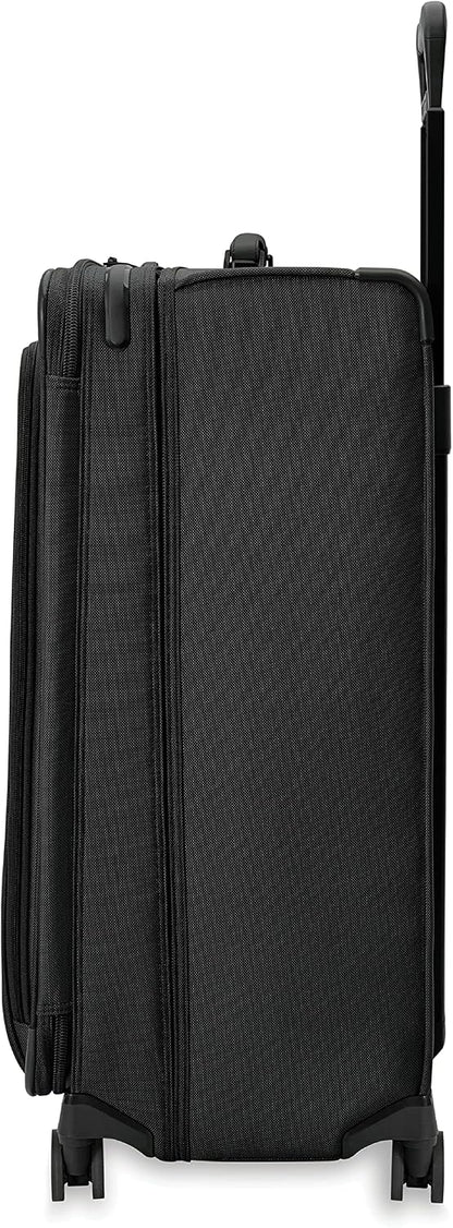 Briggs & Riley Cabin Spinner - Carry On Luggage for Travel, Suitcases with Wheels, Softside Rolling Bag for Men & Women, Fits Under Plane Seat, Interlocking Handle - Baseline Collection, Black