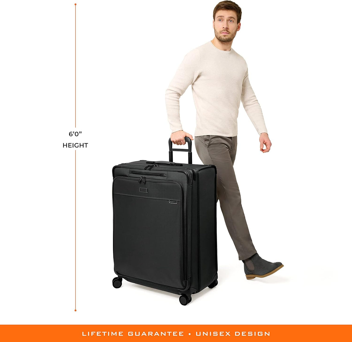 Briggs & Riley Cabin Spinner - Carry On Luggage for Travel, Suitcases with Wheels, Softside Rolling Bag for Men & Women, Fits Under Plane Seat, Interlocking Handle - Baseline Collection, Black