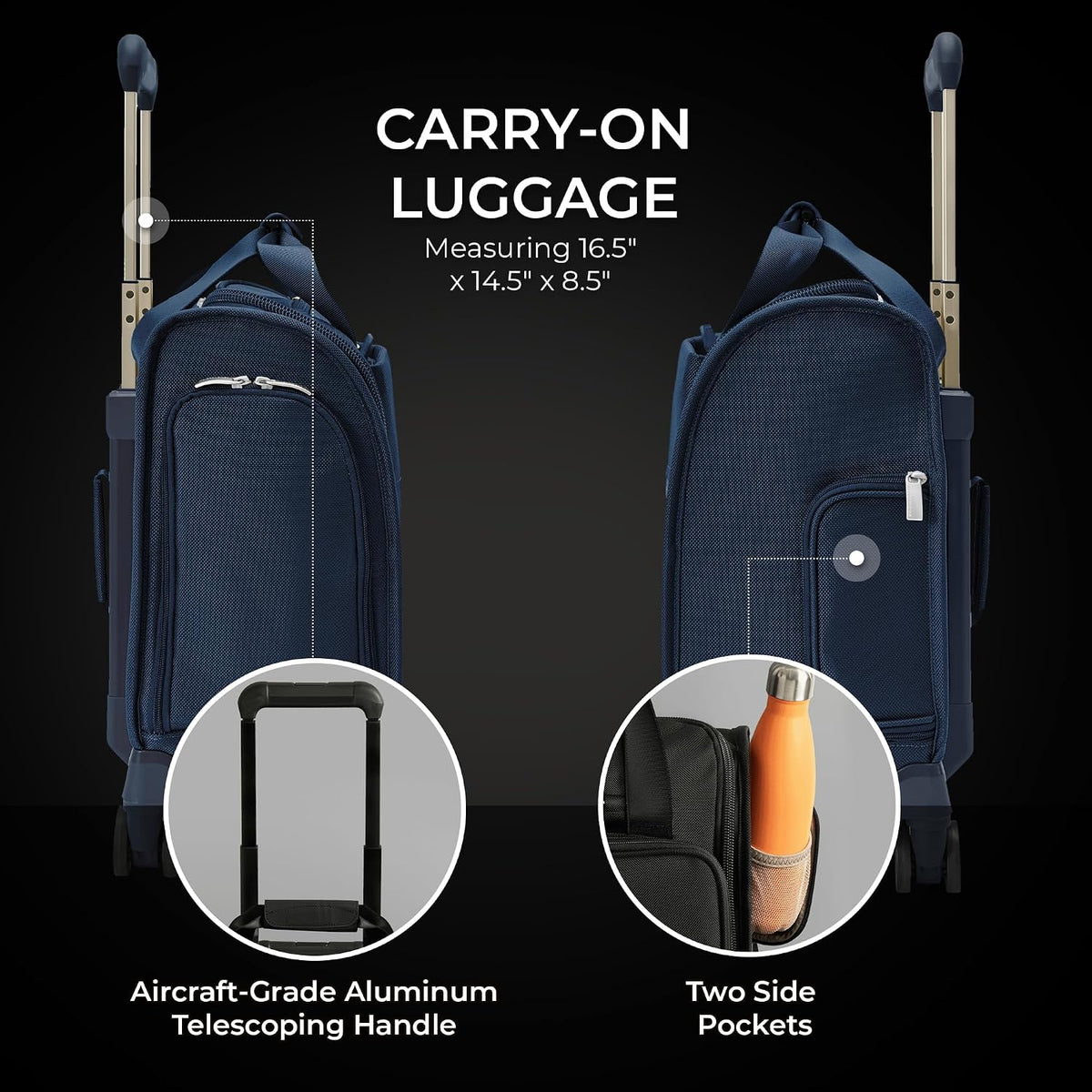 Briggs & Riley Cabin Spinner - Carry On Luggage for Travel, Suitcases with Wheels, Softside Rolling Bag for Men & Women, Fits Under Plane Seat, Interlocking Handle - Baseline Collection, Black