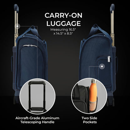 Briggs & Riley Cabin Spinner - Carry On Luggage for Travel, Suitcases with Wheels, Softside Rolling Bag for Men & Women, Fits Under Plane Seat, Interlocking Handle - Baseline Collection, Black