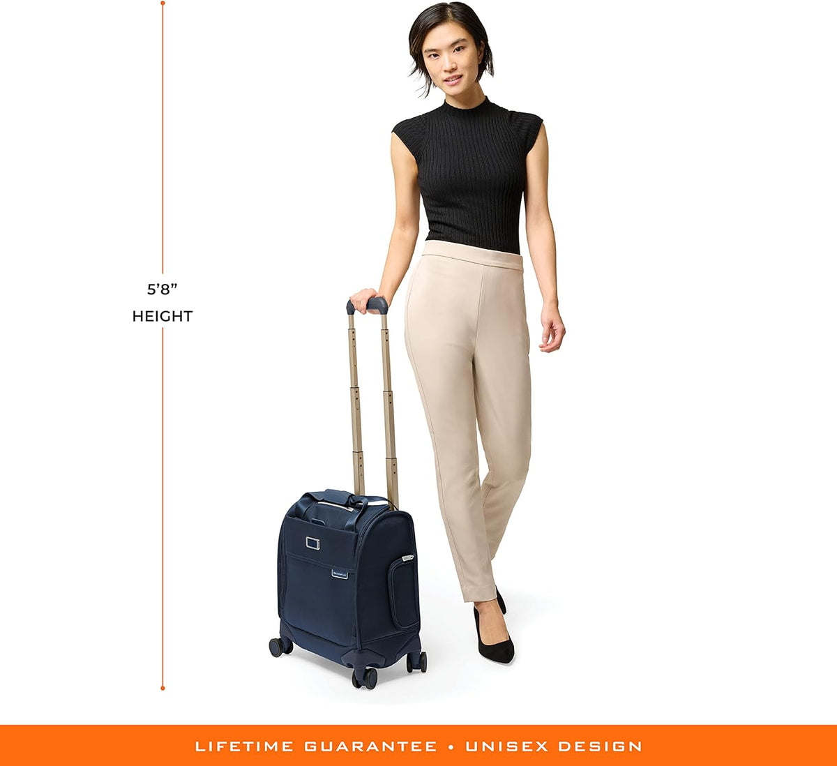 Briggs & Riley Cabin Spinner - Carry On Luggage for Travel, Suitcases with Wheels, Softside Rolling Bag for Men & Women, Fits Under Plane Seat, Interlocking Handle - Baseline Collection, Black