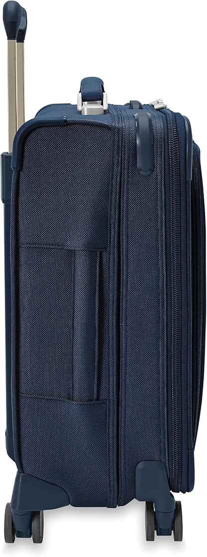 Briggs & Riley Cabin Spinner - Carry On Luggage for Travel, Suitcases with Wheels, Softside Rolling Bag for Men & Women, Fits Under Plane Seat, Interlocking Handle - Baseline Collection, Black