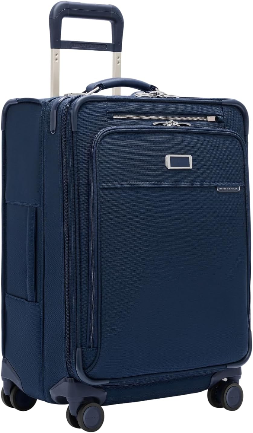 Briggs & Riley Cabin Spinner - Carry On Luggage for Travel, Suitcases with Wheels, Softside Rolling Bag for Men & Women, Fits Under Plane Seat, Interlocking Handle - Baseline Collection, Black