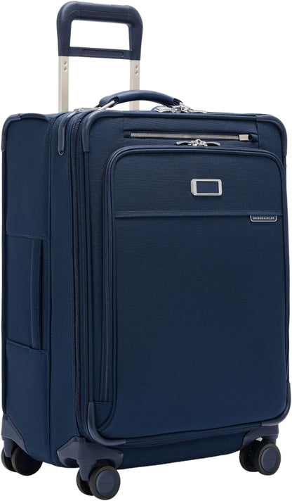 Briggs & Riley Cabin Spinner - Carry On Luggage for Travel, Suitcases with Wheels, Softside Rolling Bag for Men & Women, Fits Under Plane Seat, Interlocking Handle - Baseline Collection, Black