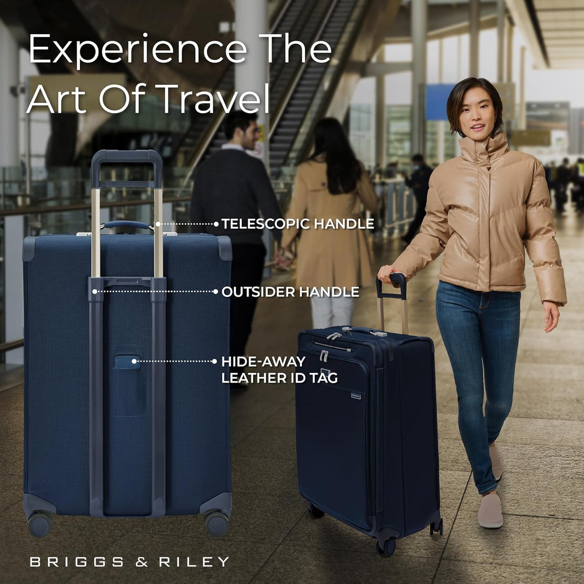 Briggs & Riley Cabin Spinner - Carry On Luggage for Travel, Suitcases with Wheels, Softside Rolling Bag for Men & Women, Fits Under Plane Seat, Interlocking Handle - Baseline Collection, Black