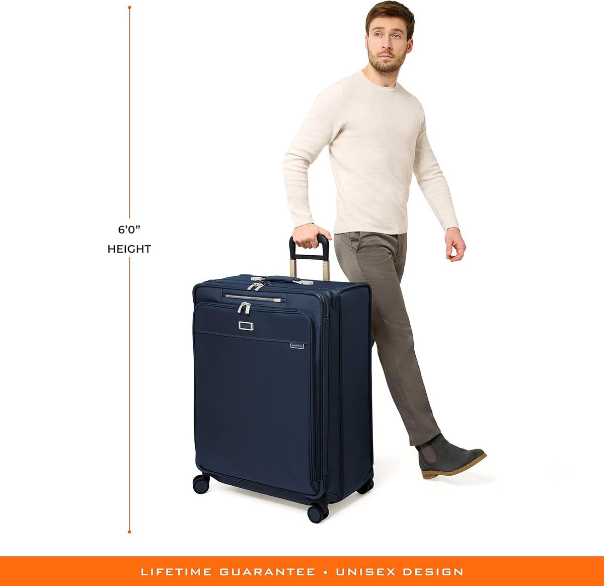 Briggs & Riley Cabin Spinner - Carry On Luggage for Travel, Suitcases with Wheels, Softside Rolling Bag for Men & Women, Fits Under Plane Seat, Interlocking Handle - Baseline Collection, Black