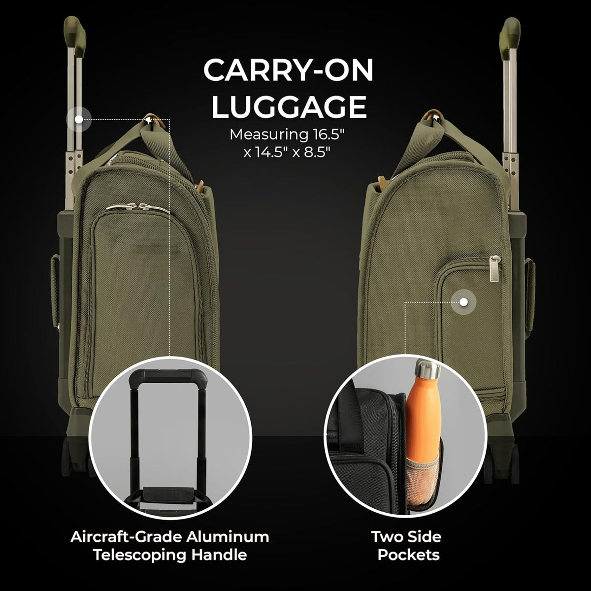 Briggs & Riley Cabin Spinner - Carry On Luggage for Travel, Suitcases with Wheels, Softside Rolling Bag for Men & Women, Fits Under Plane Seat, Interlocking Handle - Baseline Collection, Black