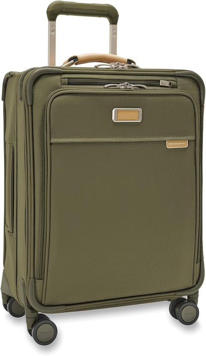 Briggs & Riley Cabin Spinner - Carry On Luggage for Travel, Suitcases with Wheels, Softside Rolling Bag for Men & Women, Fits Under Plane Seat, Interlocking Handle - Baseline Collection, Black