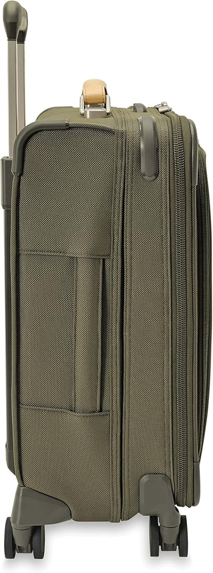 Briggs & Riley Cabin Spinner - Carry On Luggage for Travel, Suitcases with Wheels, Softside Rolling Bag for Men & Women, Fits Under Plane Seat, Interlocking Handle - Baseline Collection, Black
