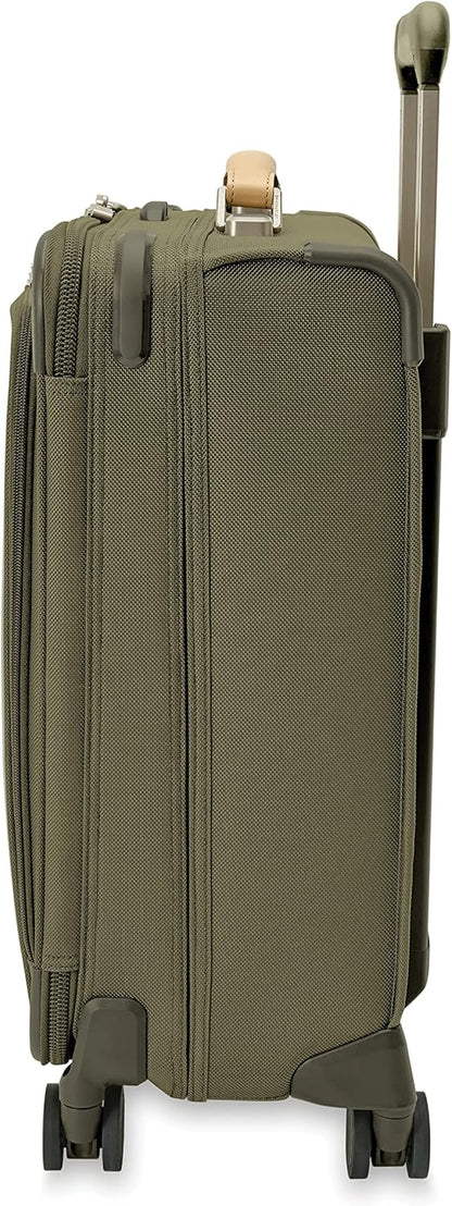Briggs & Riley Cabin Spinner - Carry On Luggage for Travel, Suitcases with Wheels, Softside Rolling Bag for Men & Women, Fits Under Plane Seat, Interlocking Handle - Baseline Collection, Black
