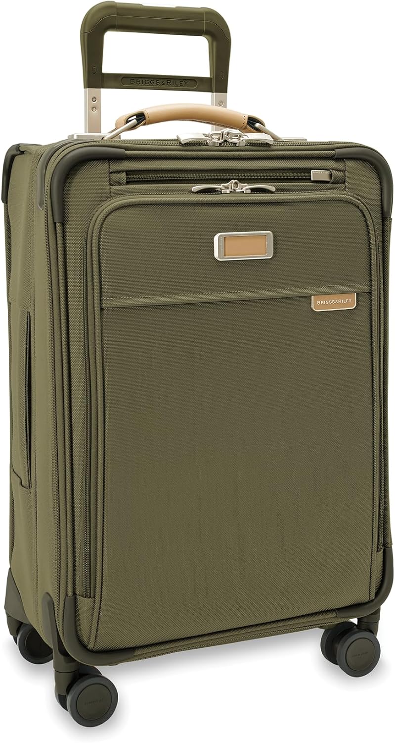 Briggs & Riley Cabin Spinner - Carry On Luggage for Travel, Suitcases with Wheels, Softside Rolling Bag for Men & Women, Fits Under Plane Seat, Interlocking Handle - Baseline Collection, Black