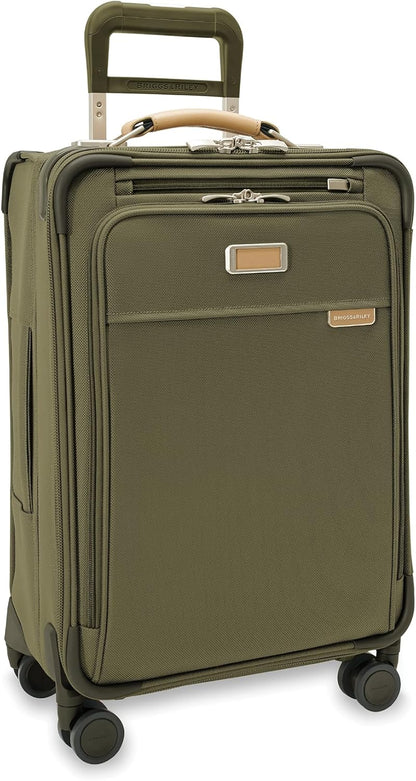 Briggs & Riley Cabin Spinner - Carry On Luggage for Travel, Suitcases with Wheels, Softside Rolling Bag for Men & Women, Fits Under Plane Seat, Interlocking Handle - Baseline Collection, Black