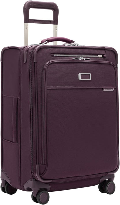 Briggs & Riley Cabin Spinner - Carry On Luggage for Travel, Suitcases with Wheels, Softside Rolling Bag for Men & Women, Fits Under Plane Seat, Interlocking Handle - Baseline Collection, Black