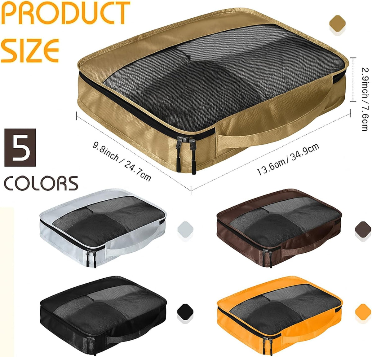5 Pcs Packing Cubes for Suitcase Large Travel Cubes Carry on Luggage Organizer Bags for Clothes Accessories (L,Pastel)